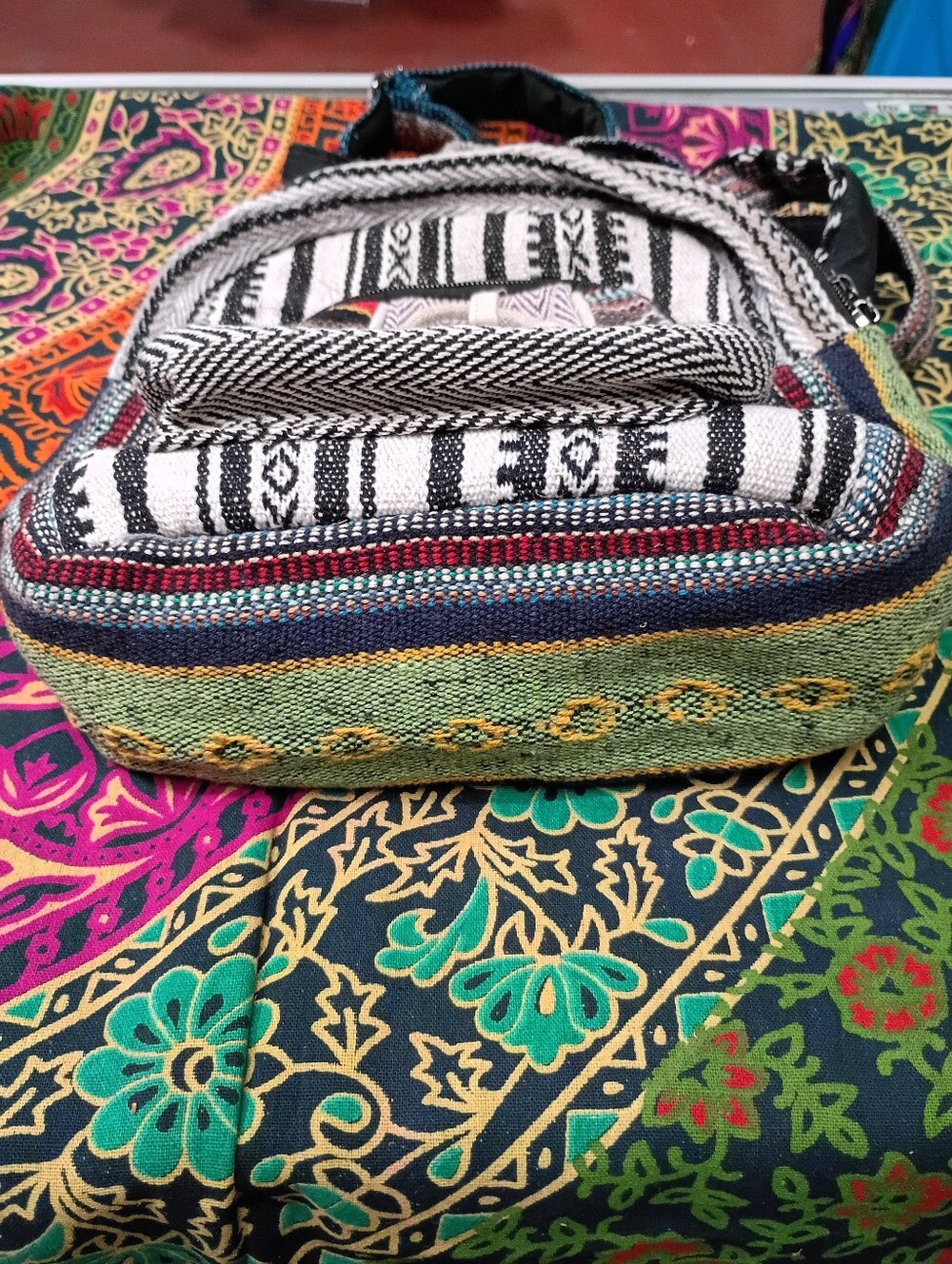 NWOT Himalayan Hemp Striped MiniBackpack with Colorful Panels - Picture 3 of 7